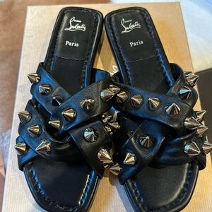 New with box Christian Louboutin black stud sandals